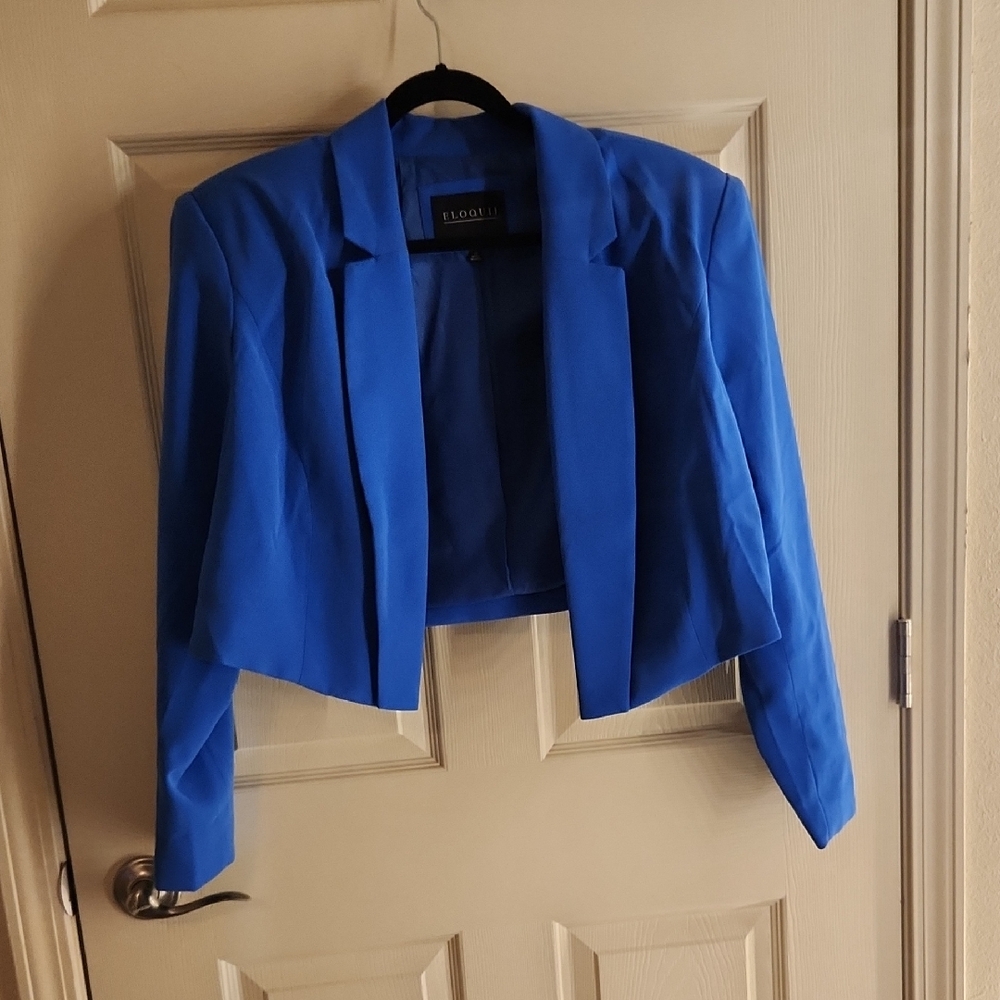 Eloquii Vibrant Blue Women's Cropped Blazer